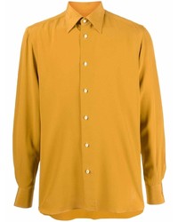 Chemise à manches longues en soie moutarde Giuliva Heritage