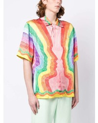 Chemise à manches longues en soie multicolore Casablanca