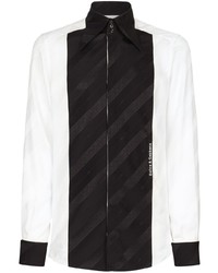 Chemise à manches longues en soie noire et blanche Dolce & Gabbana