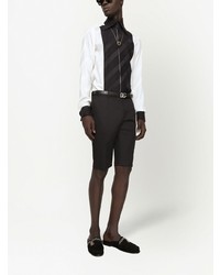 Chemise à manches longues en soie noire et blanche Dolce & Gabbana