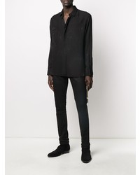 Chemise à manches longues en soie noire Saint Laurent