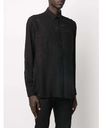 Chemise à manches longues en soie noire Saint Laurent