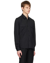 Chemise à manches longues en soie noire Tom Ford