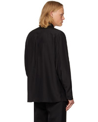 Chemise à manches longues en soie noire Valentino