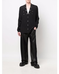 Chemise à manches longues en soie noire Rick Owens