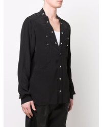 Chemise à manches longues en soie noire Rick Owens