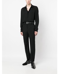 Chemise à manches longues en soie noire Saint Laurent