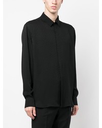 Chemise à manches longues en soie noire Saint Laurent