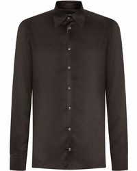 Chemise à manches longues en soie noire Dolce & Gabbana