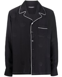 Chemise à manches longues en soie noire Dolce & Gabbana