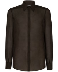 Chemise à manches longues en soie noire Dolce & Gabbana