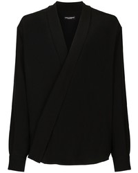 Chemise à manches longues en soie noire Dolce & Gabbana