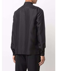 Chemise à manches longues en soie noire Prada