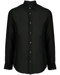 Chemise à manches longues en soie noire Emporio Armani