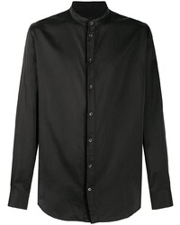 Chemise à manches longues en soie noire Giorgio Armani