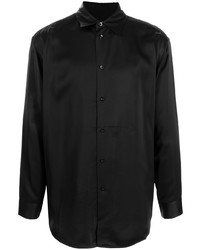 Chemise à manches longues en soie noire Jil Sander