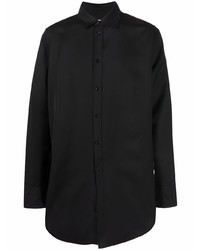 Chemise à manches longues en soie noire Jil Sander