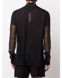 Chemise à manches longues en soie noire Rick Owens