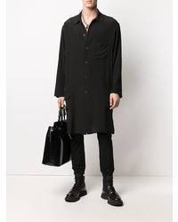 Chemise à manches longues en soie noire Yohji Yamamoto