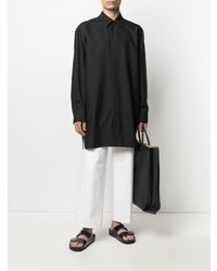 Chemise à manches longues en soie noire Jil Sander