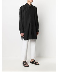 Chemise à manches longues en soie noire Jil Sander