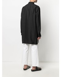 Chemise à manches longues en soie noire Jil Sander