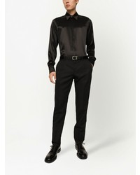 Chemise à manches longues en soie noire Dolce & Gabbana