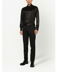 Chemise à manches longues en soie noire Dolce & Gabbana