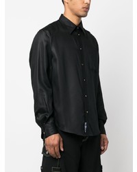 Chemise à manches longues en soie noire 4SDESIGNS