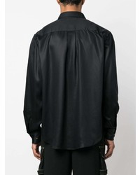 Chemise à manches longues en soie noire 4SDESIGNS