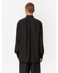 Chemise à manches longues en soie noire Valentino