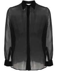 Chemise à manches longues en soie noire Moschino