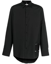 Chemise à manches longues en soie noire Oamc