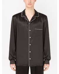 Chemise à manches longues en soie noire Dolce & Gabbana