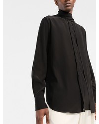 Chemise à manches longues en soie noire Valentino