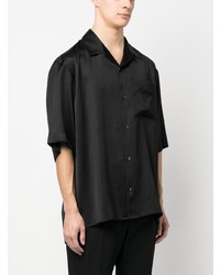 Chemise à manches longues en soie noire Moschino