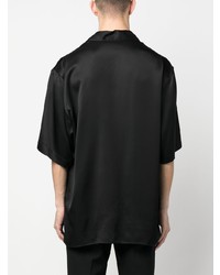 Chemise à manches longues en soie noire Moschino