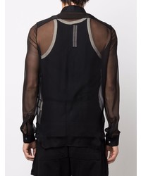 Chemise à manches longues en soie noire Rick Owens