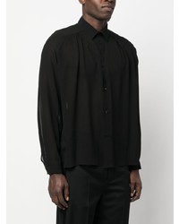 Chemise à manches longues en soie noire Saint Laurent