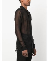 Chemise à manches longues en soie noire Rick Owens