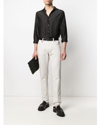 Chemise à manches longues en soie noire Emporio Armani