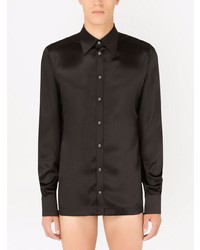 Chemise à manches longues en soie noire Dolce & Gabbana