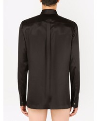 Chemise à manches longues en soie noire Dolce & Gabbana