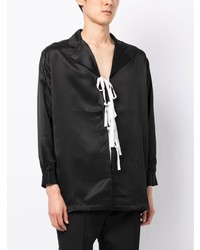 Chemise à manches longues en soie noire Bode