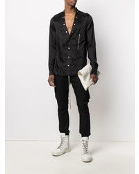 Chemise à manches longues en soie noire Rick Owens