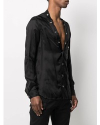 Chemise à manches longues en soie noire Rick Owens