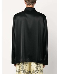 Chemise à manches longues en soie noire Nanushka