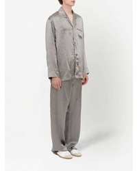 Chemise à manches longues en soie olive Maison Margiela