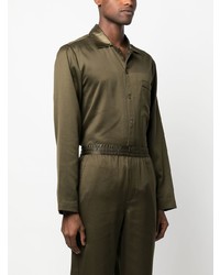 Chemise à manches longues en soie olive CDLP