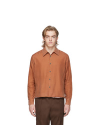 Chemise à manches longues en soie orange